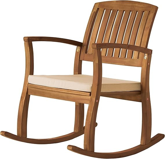 Christopher Knight Home Selma Acacia Rocking Chair with Cushion, Teak Finish | Amazon (US)