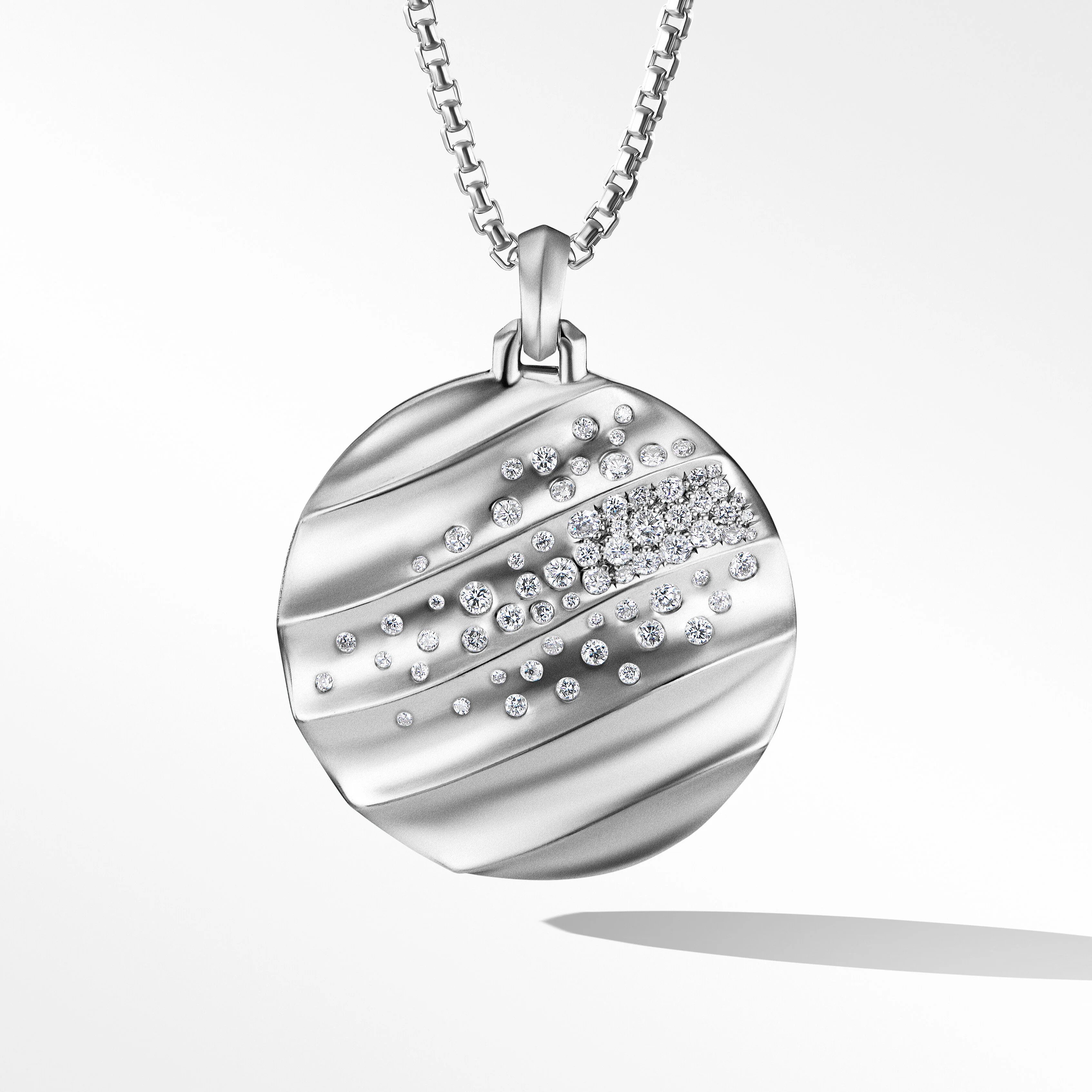 Cable Edge® Pendant in Recycled Sterling Silver with Pavé Diamonds | David Yurman