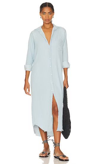 Maxi Shirtdress in Classic Blue W/ Tattered Wash Blue Sundress Maxi Sundress Blue Beach Dress | Revolve Clothing (Global)