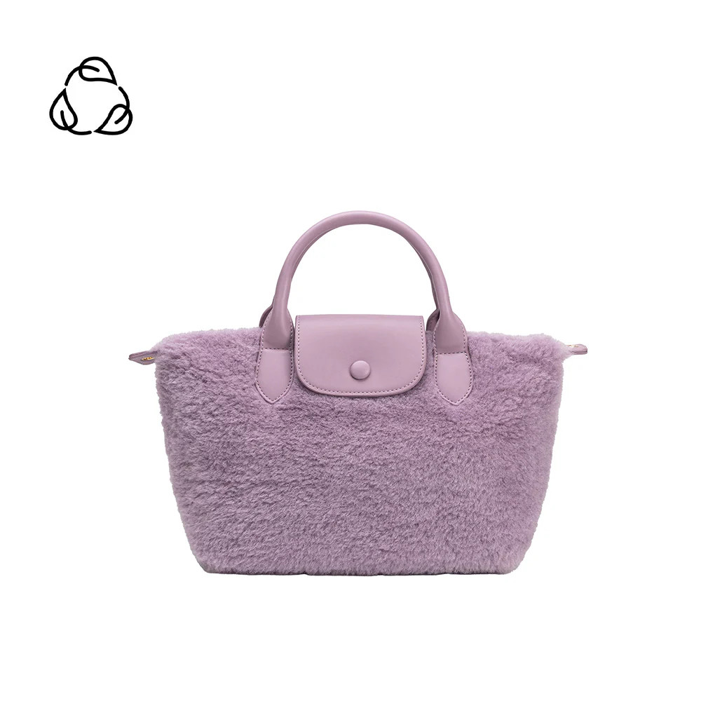 Lavender Winnie Sherpa & Recycled Vegan Leather Tote Bag | Melie Bianco | Melie Bianco