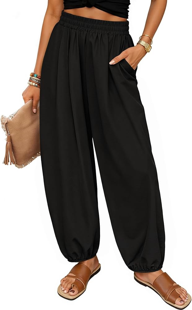 ZESICA Women's High Waisted Wide Leg Palazzo Pants 2026 Summer Lounge Pant Beach Travel Vacation ... | Amazon (US)