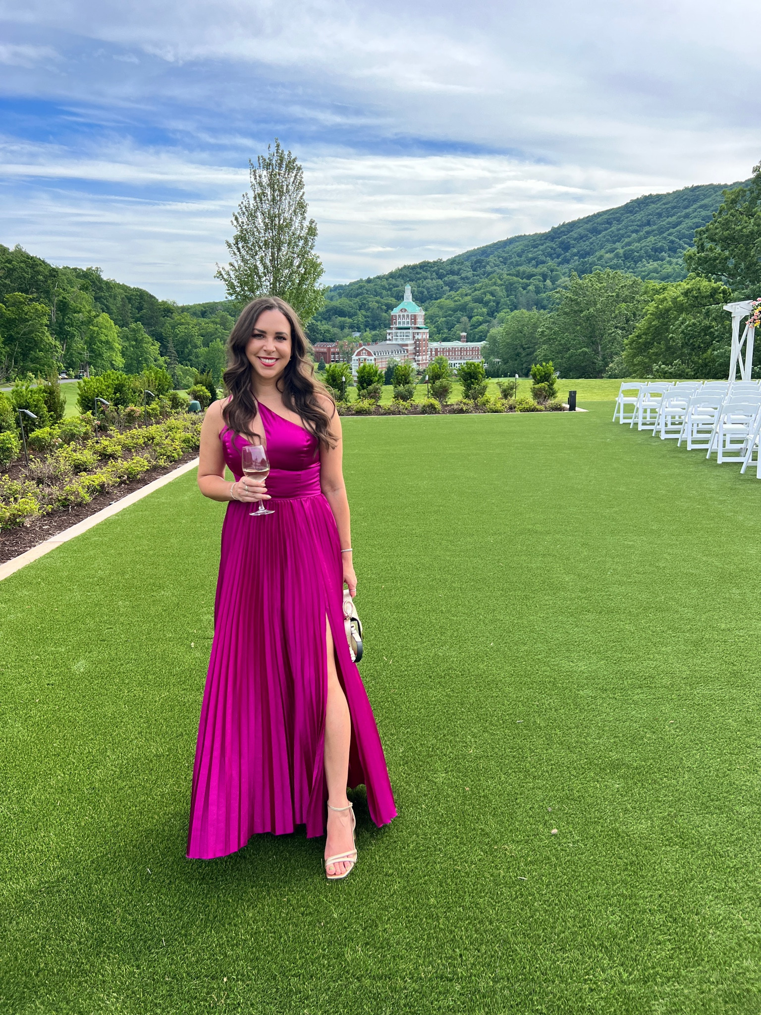 Wedding guest dress. Pink wedding dress guest. Maxi dress. One shoulder dress. 

#LTKWedding #LTKSeasonal