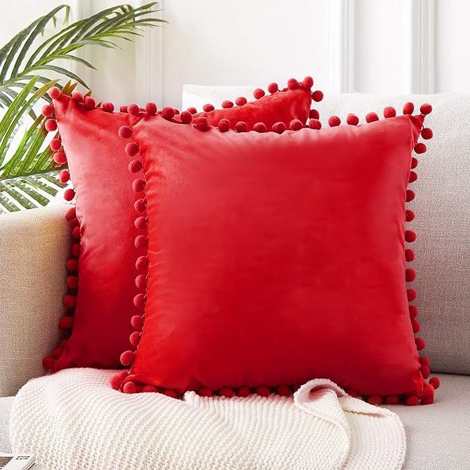 Top Finel Decorative Throw Pillow Covers Soft Particles Velvet Solid Cushion Covers 20 X 20 for C... | Amazon (US)