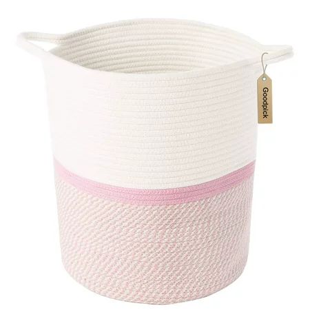 INDRESSME Cotton Rope Basket Pink for Baby Nursery Room Cute Kids Laundry Hamper Blanket Basket, Toy | Walmart (US)