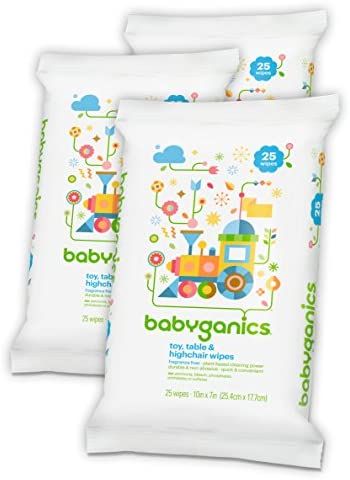 Babyganics Toy and Table Wipes, 75 count, (3 Packs of 25), Packaging May Vary | Amazon (US)