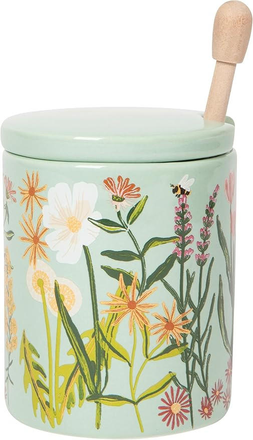 Now Designs Bees & Blooms Honey Pot With Dipper, 10 oz | Amazon (US)