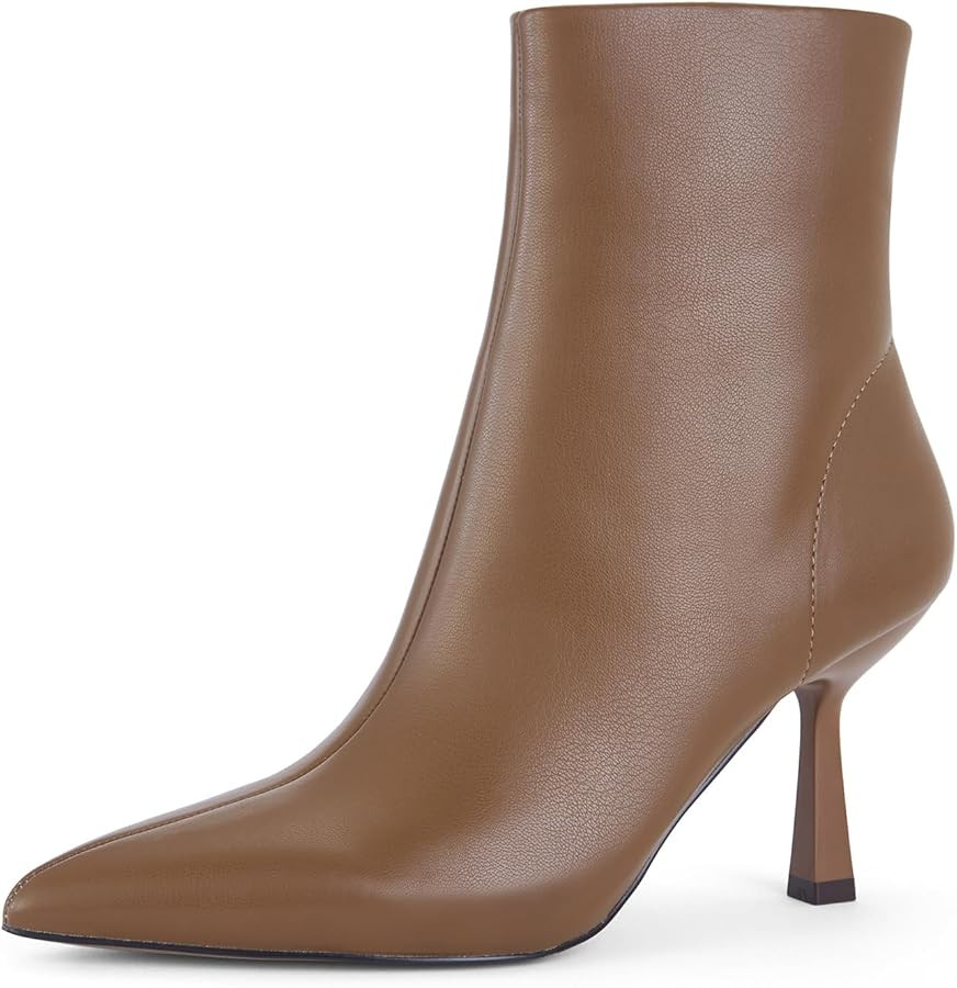Women's Pointed Toe Ankle Boots with Stiletto Heels and Side Zipper | Amazon (US)