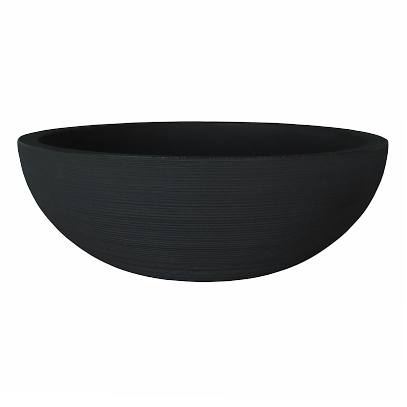 All Weather Proof Black Lead Linea Low & Bowl Planter, 12x35 | At Home