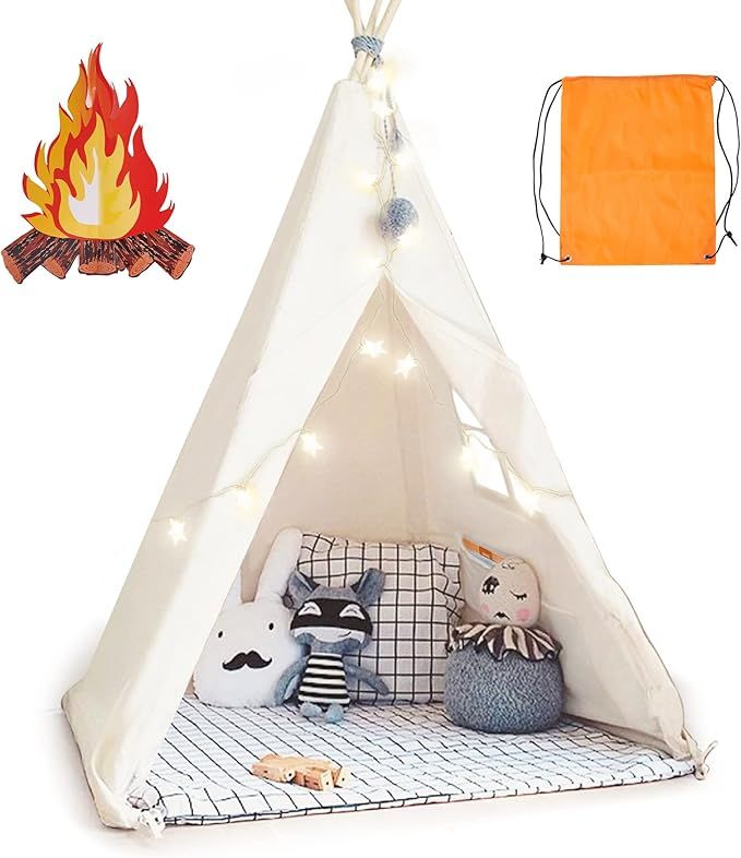 Teepee Tent for Kids Foldable Teepee Play Tent with Fairy Lights, Carry Case Water Resistance, Pr... | Amazon (US)