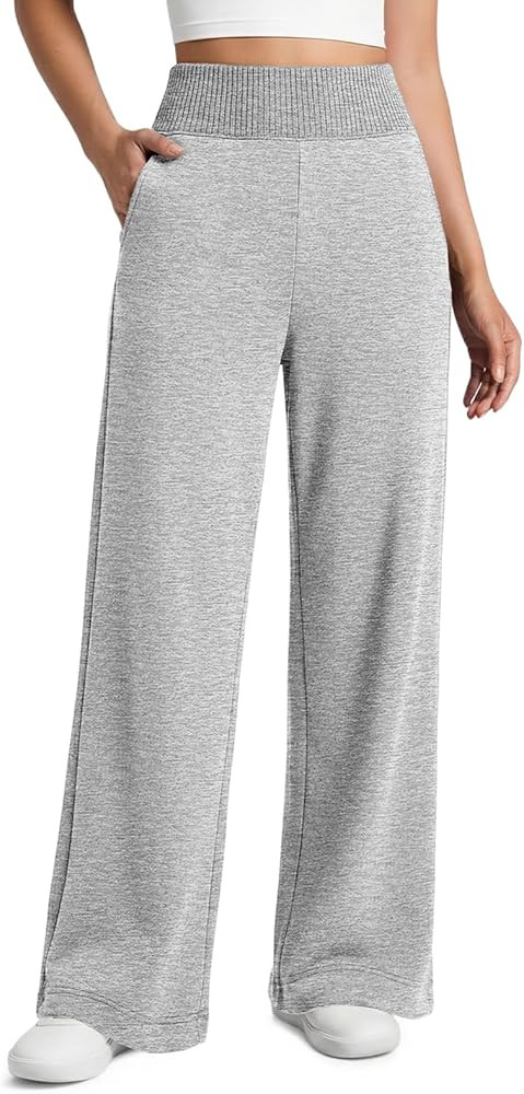 ATHMILE Women's Wide Leg Sweatpants High Waisted Baggy Lounge Pants with Pockets Drawstring Comfy... | Amazon (US)