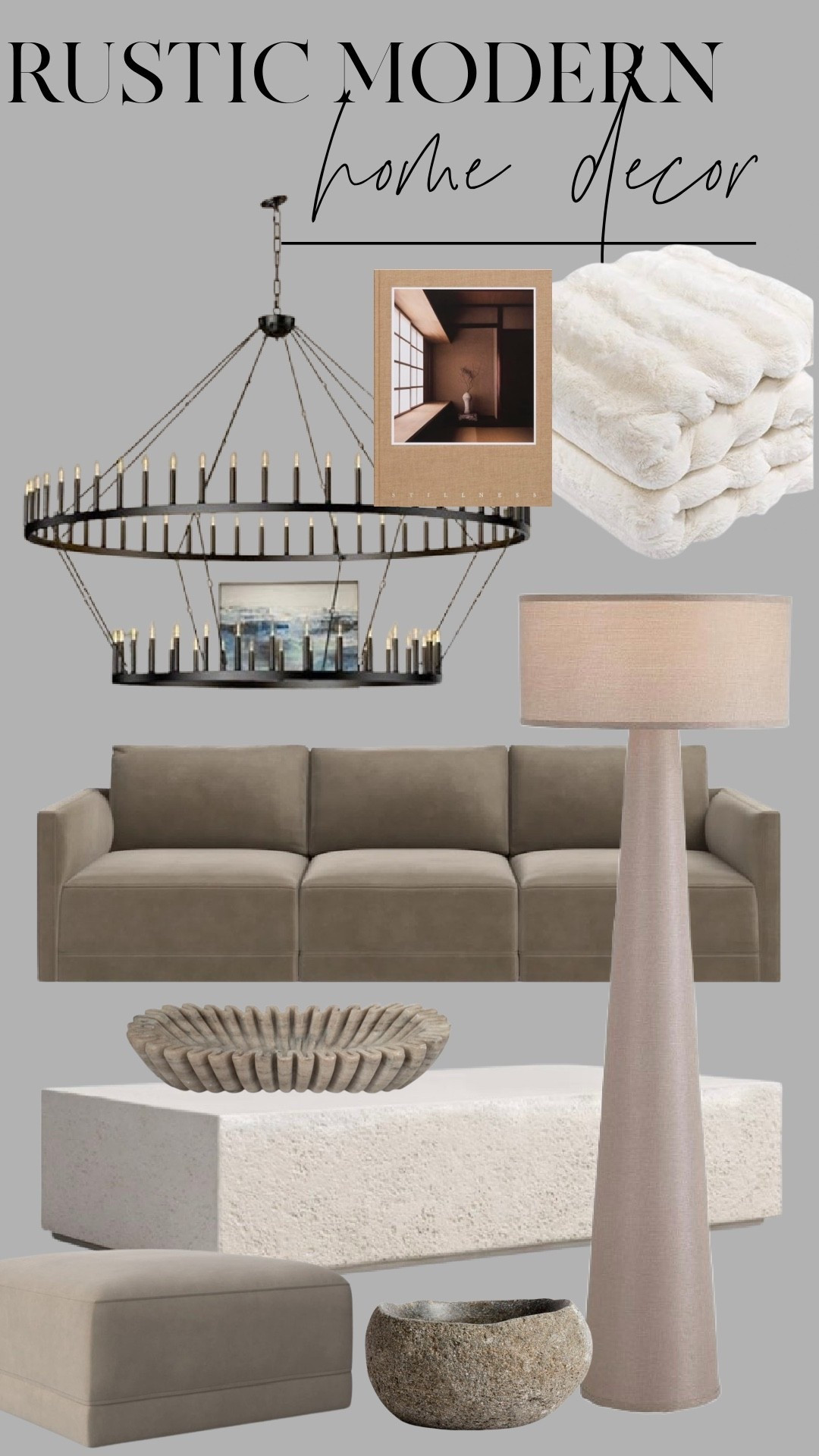 Bringing together modern lines and rustic textures for a timeless, cozy feel. From soft neutral fabrics to sculptural stone and wood accents, these pieces add warmth and depth to any space. Each item is curated to create that elevated rustic modern look — simple, organic, and effortlessly inviting.

#LTKhome #NeutralHome #RusticModern #LTKfinds #HomeInspo #ModernRusticDecor #NeutralLivingRoom #LTKstyletip #OrganicModern


#LTKHome #LTKSaleAlert