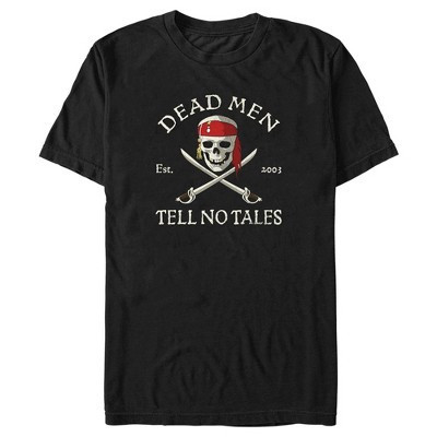 Men's Pirates of the Caribbean: Curse of the Black Pearl Dead Men Tell No Tales  T-Shirt - Black - Small | Target