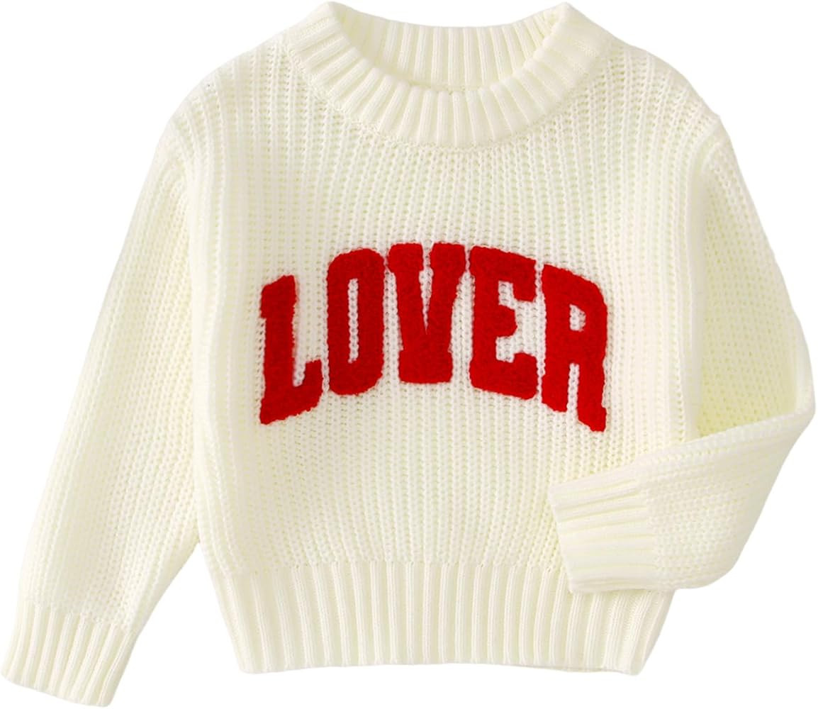 CM C&M WODRO Toddler Valentines Outfit Boy Girl Lover Embroidered Knit Sweater Kid Warm Crewneck ... | Amazon (US)