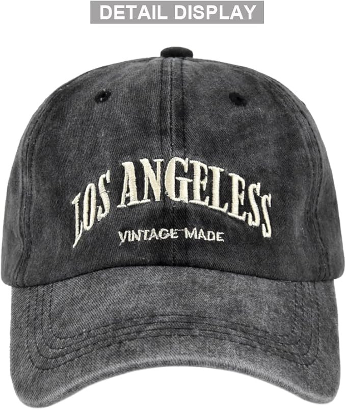 YULOONG Vintage Baseball Cap Embroidery Los Angeles Washed Denim Trucker Cap 100% Cotton Sun Hat ... | Amazon (US)