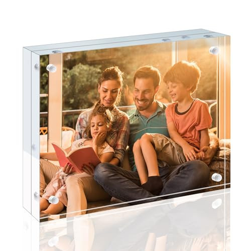 Egofine 3.5x5 Acrylic Frame, 20mm Thicker Frameless Clear Picture Frame, Double Sided Magnetic Picture Frame, Free Standing Desktop Display | Amazon (US)