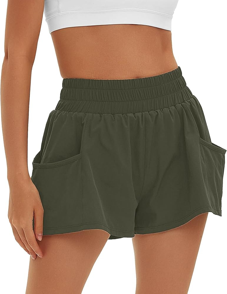 Daron Women's Athletic Shorts High Waisted Running Shorts Sporty Short Gym Elastic Workout Shorts... | Amazon (US)