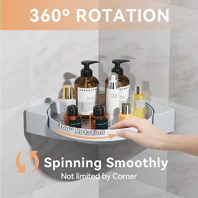 LAMU Shower Caddy Corner, 360° Rotate Shower Organizer Shelves, 2 Pack Lazy Susan Organizer Turn... | Amazon (US)