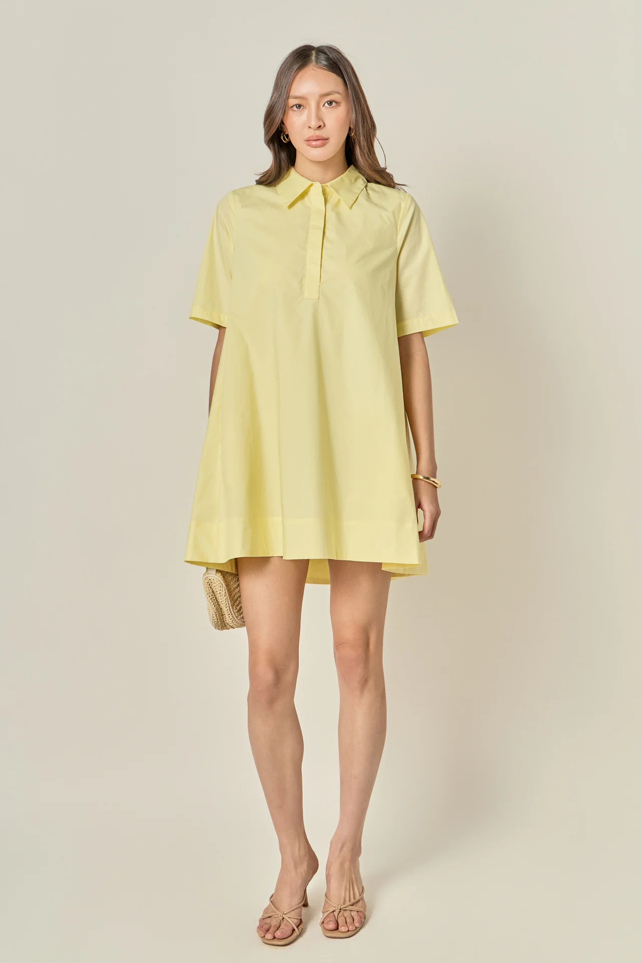 A-line Short Sleeve Shirt Dress | English Factory