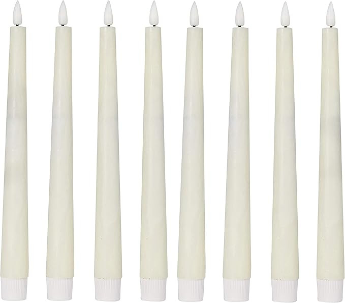 Lights4fun, Inc. Set of 8 TruGlow Ivory Wax Flameless LED Battery Operated Taper Candles with Rem... | Amazon (US)