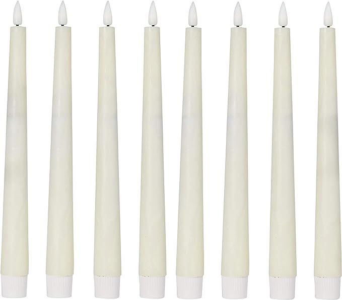 Lights4fun, Inc. Set of 8 TruGlow Ivory Wax Flameless LED Battery Operated Taper Candles with Rem... | Amazon (US)