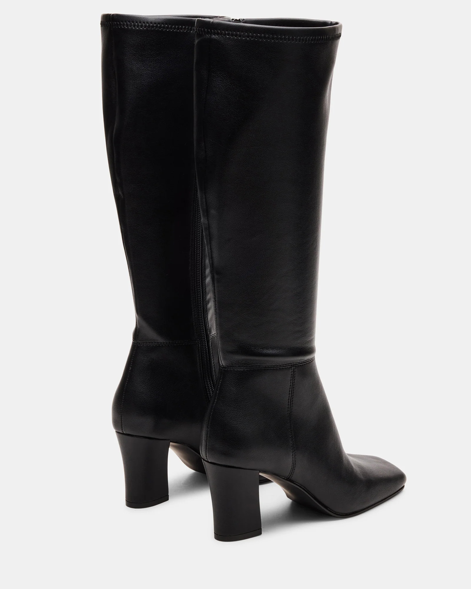 ELLIOT Black Square-Toe Knee-High Block Heel Women's Boot | Steve Madden (US)