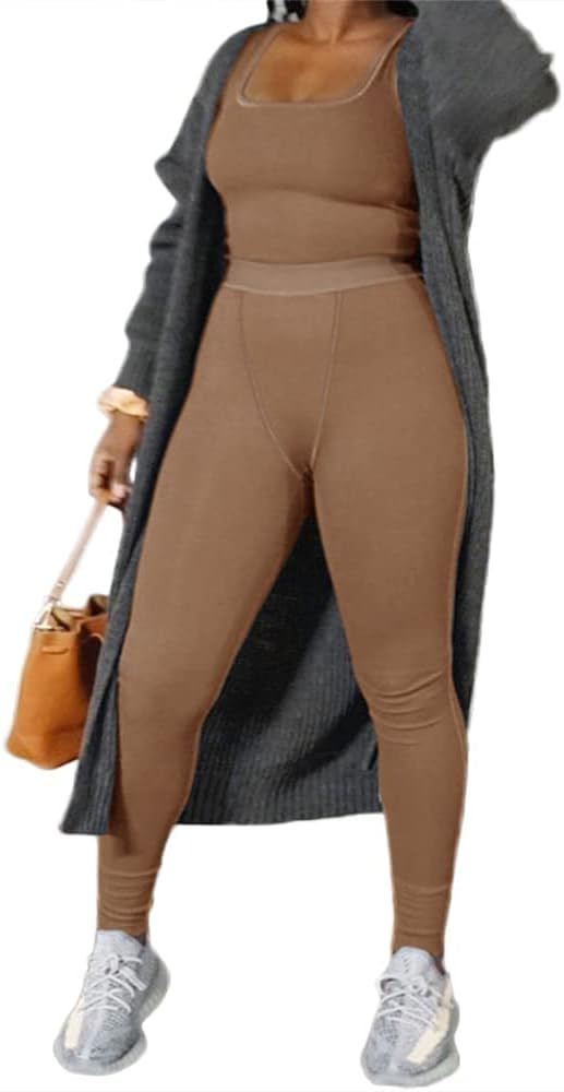 LICOBOD Women's Workout Outfits 2 Pieces Ribbed Shorts Set High Waist Bodycon Leggings and Sleeve... | Amazon (US)