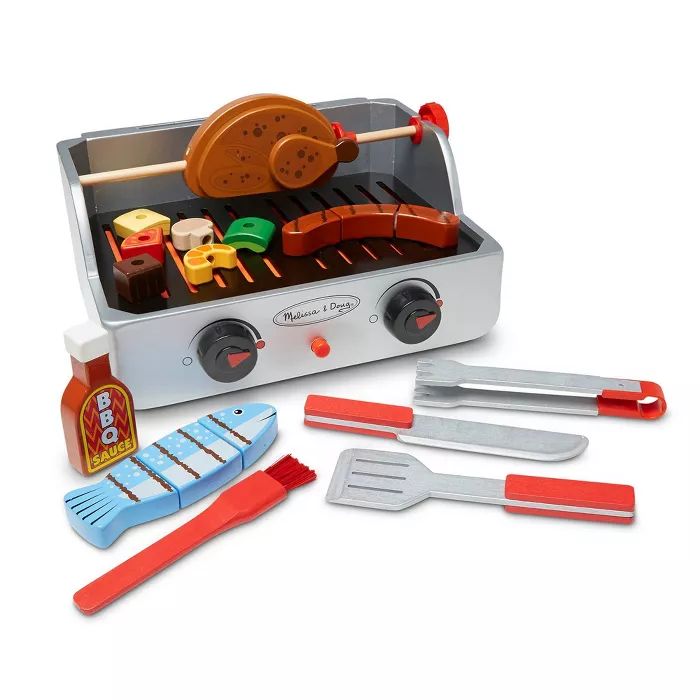 Melissa & Doug Rotisserie and Grill Wooden Barbecue Play Food Set (24pc) | Target