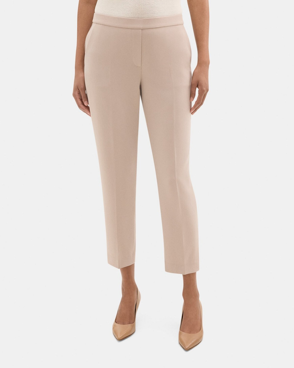 Crepe Cropped Slim Pull-On Pant | Theory Outlet | Theory Outlet