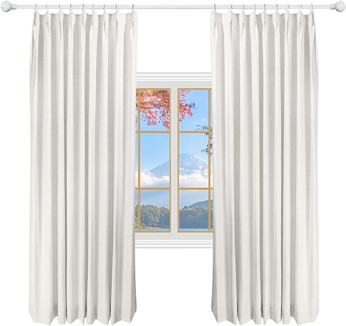DotheDrape 52 W x 90 L inch Pinch Pleat Darkening Drapes Faux Linen Curtains with Lining Drapery ... | Amazon (US)