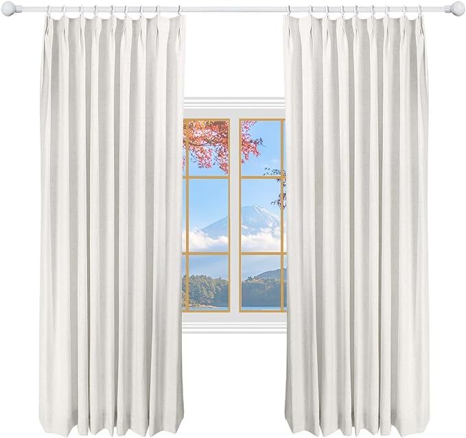 DotheDrape 52 W x 102 L inch Pinch Pleat Darkening Drapes Faux Linen Curtains with Lining Drapery... | Amazon (US)
