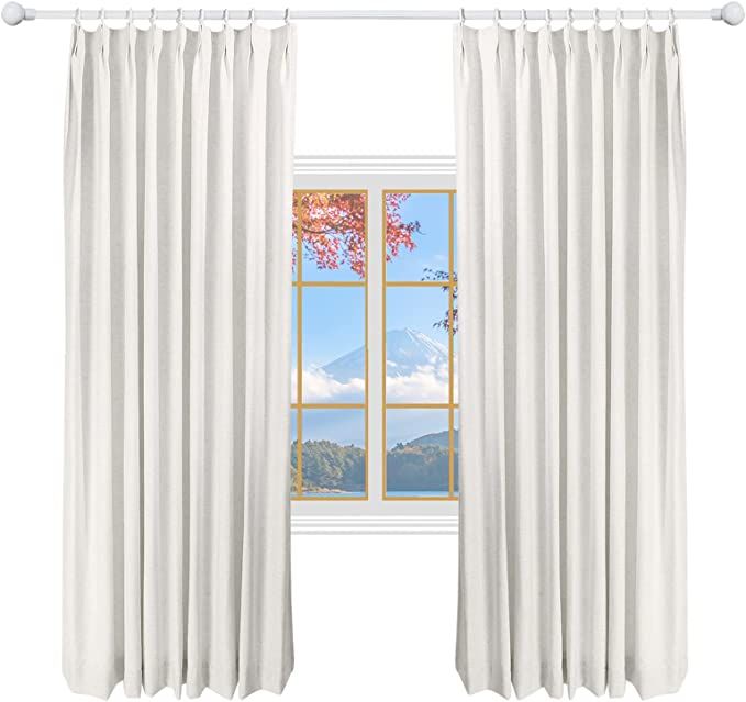 Amazon.com: DotheDrape 34 W x 106 L inch Pinch Pleat Darkening Drapes Faux Linen Curtains with Li... | Amazon (US)
