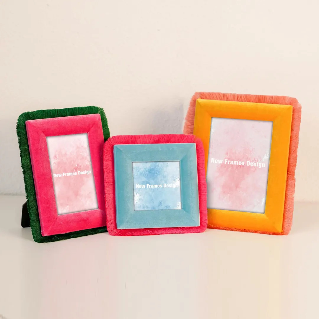 Boho Fringed Picture Frame, 4x4,6x4,5x7,customized Blue and Orange Frame,velvet Colorful Frame, F... | Etsy (US)