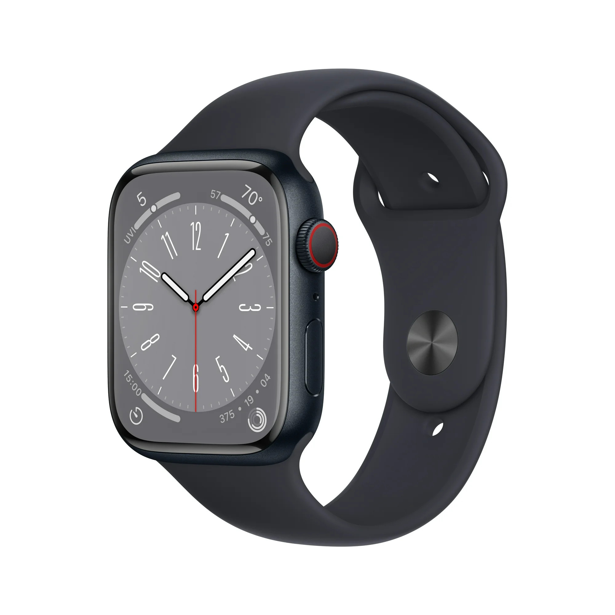 Apple Watch Series 8 GPS + Cellular 45mm Midnight Aluminum Case with Midnight Sport Band - M/L | Walmart (US)