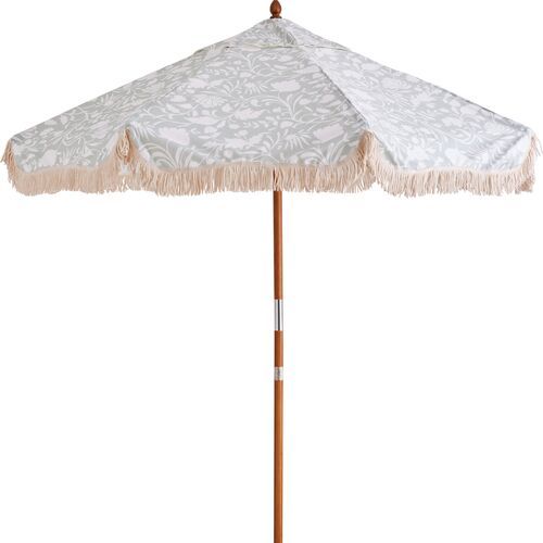 Flora Patio Umbrella, Sage/White | One Kings Lane