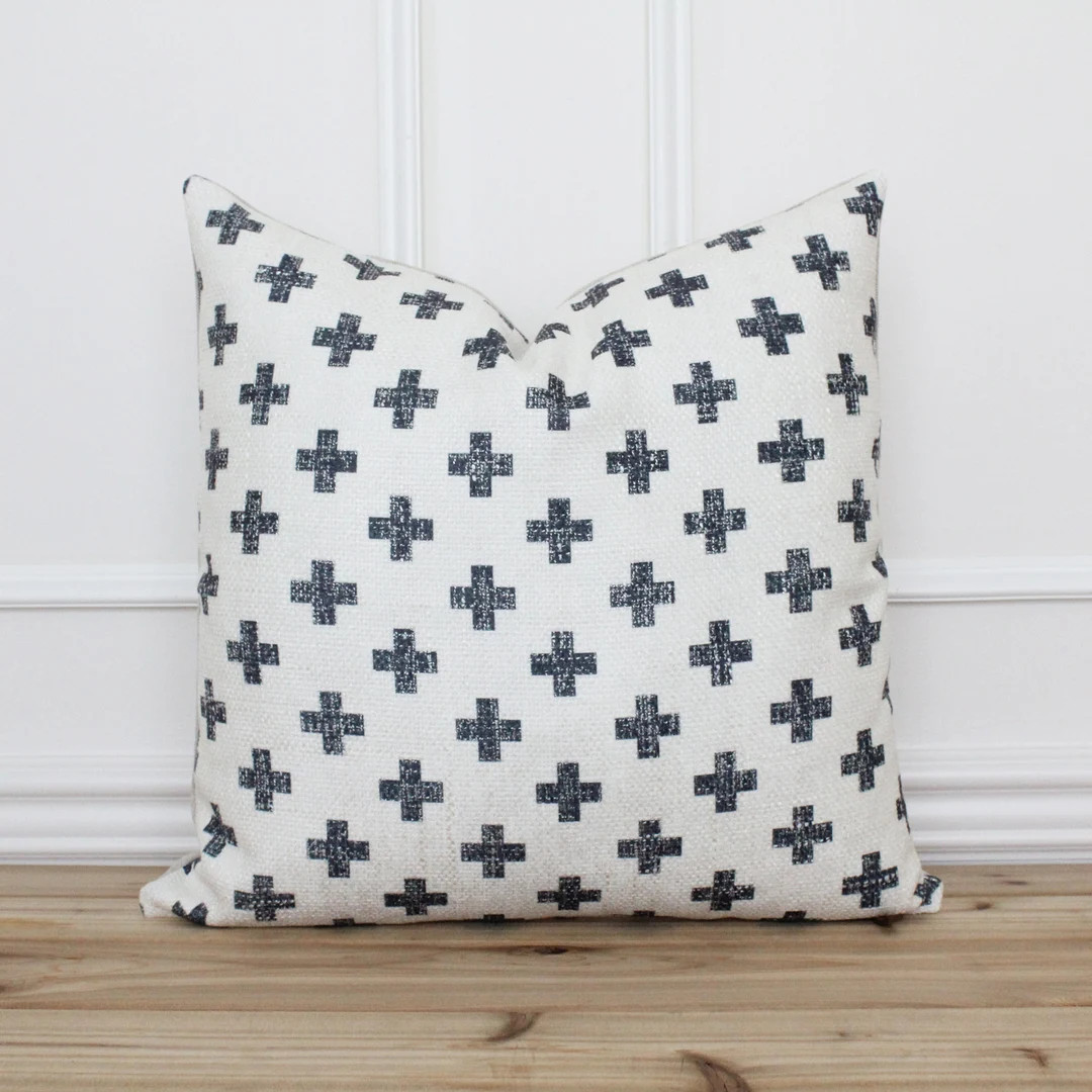 Graphite Swiss Cross Pillow Cover Cushion Cover Decorative Throw Pillow Farmhouse Pillows Designe... | Etsy (US)