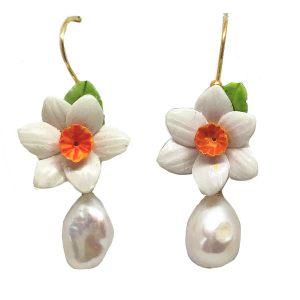 Daffodil pearl drops in white and orange | Meg Carter Designs