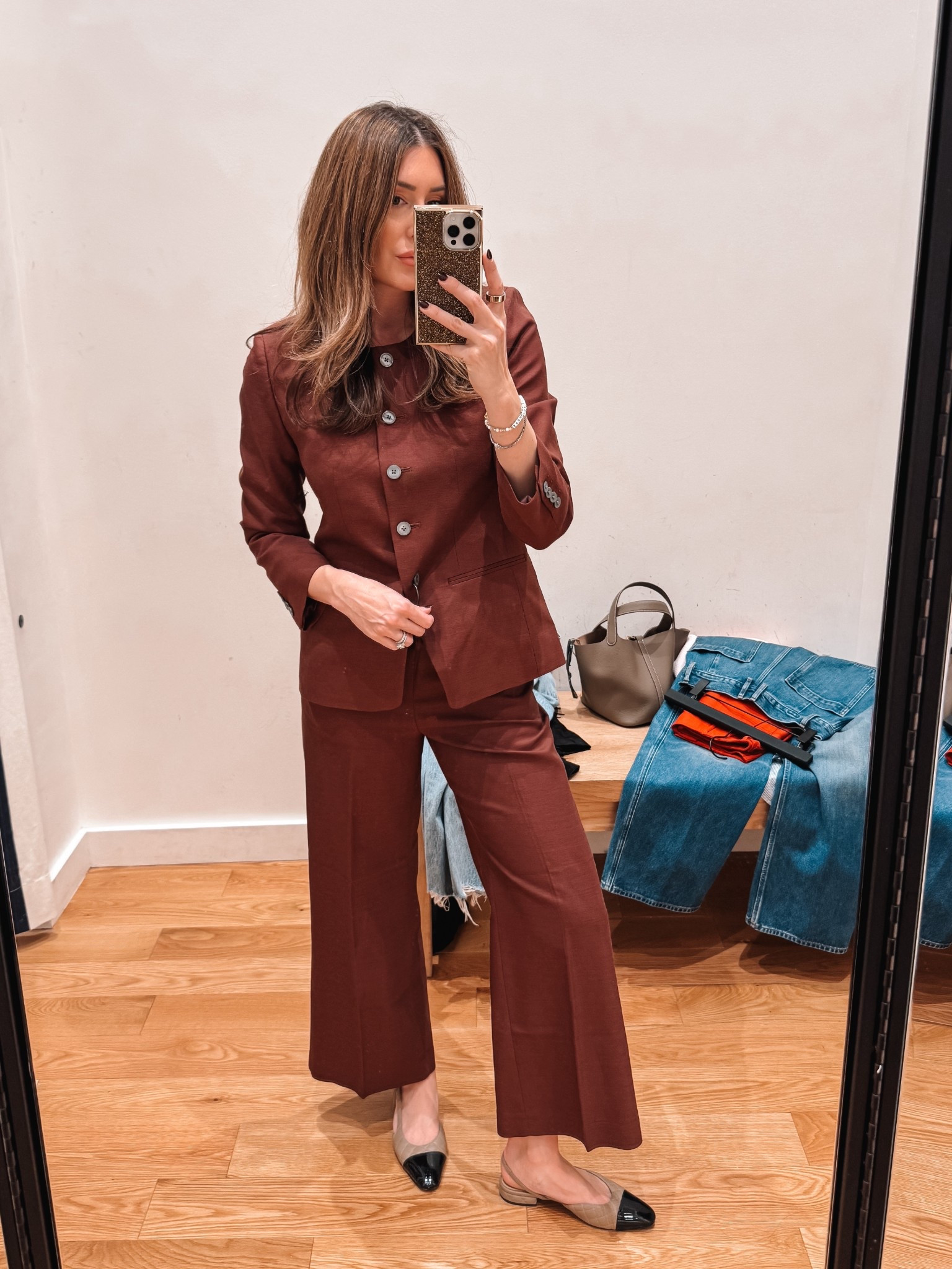 8 in blazer, small petite in pants but need small regular 

@jcrew 