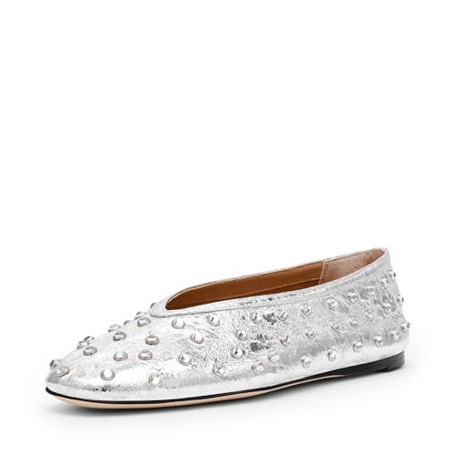 Steve Madden Women's Leni Ballet Flat, Silver Rhinestone, 6.5 | Amazon (US)