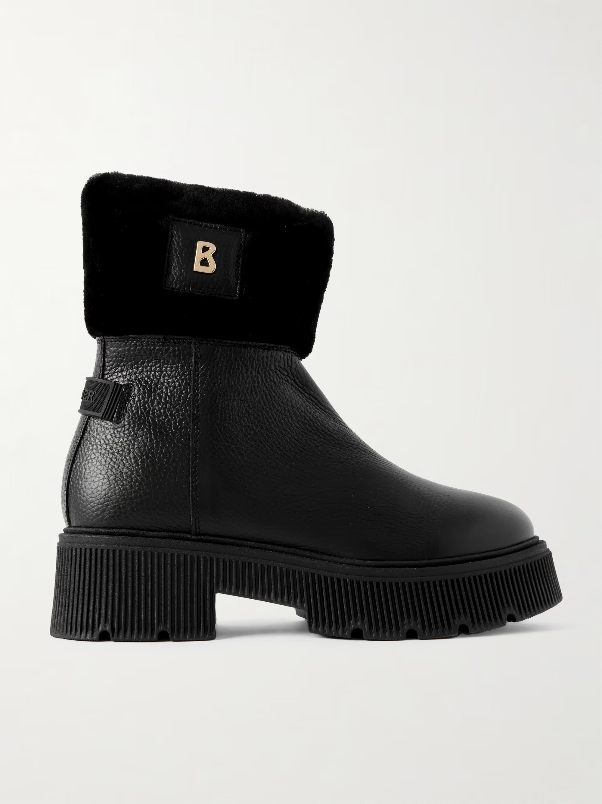 Turin 6 shearling-trimmed textured-leather ankle boots | NET-A-PORTER (US)