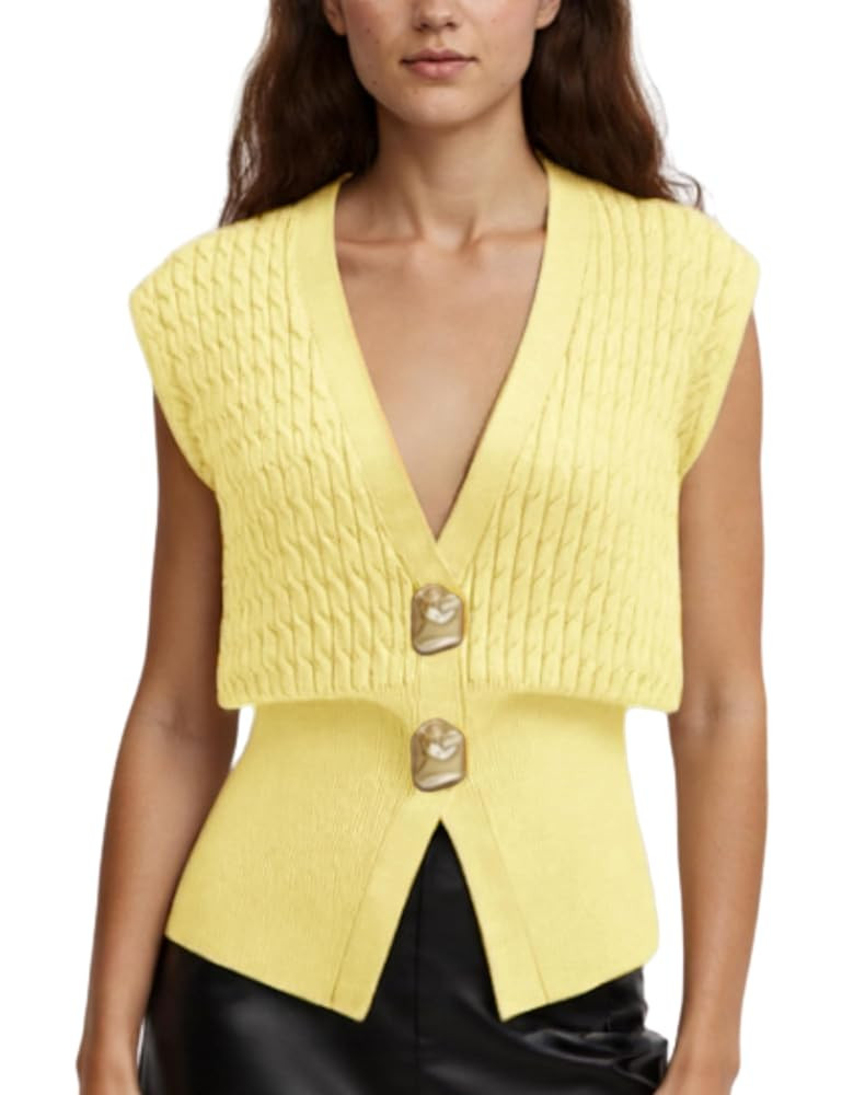 AMEBELLE Vest Tops for Women Cable Knit Sweater Sleeveless V Neck Cardigans Lightweight Knit Pull... | Amazon (US)