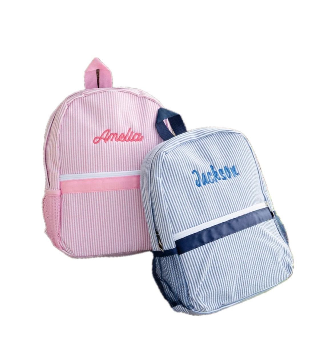 Toddler Backpack, Personalized Kids' Backpack, Seersucker Preppy Backpack, Classic Cute Kids School Bookbag, Child Gift, Boys Girls Bag, travel, kids travel, kids travel bag, kids backpack, embroidered, preppy, travel must haves, travel outfit, graduation gift , Personalized Seersucker Backpack Cute Baby Bag Backpack –Back To Schoo Preschool Kindergarten Toddler Backpack for Boys and Girls-Green