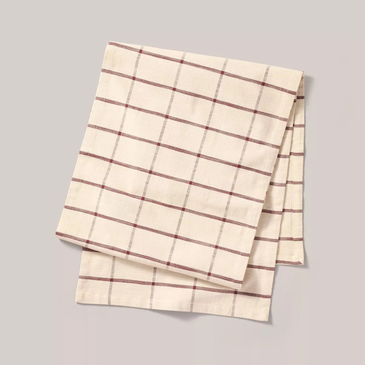 20"x90" Windowpane Plaid Woven Table Runner Tan/Burgundy - Hearth & Hand™ with Magnolia | Target
