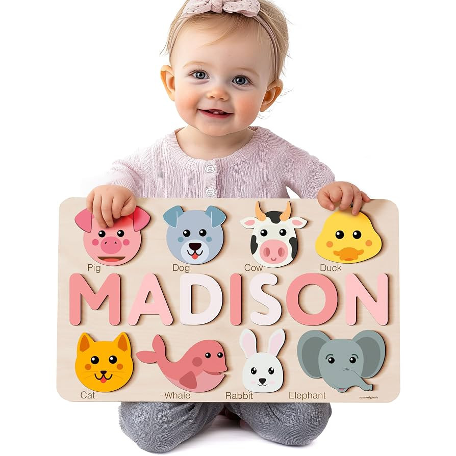 Personalize Name Puzzle for Toddlers with Animals, Baby Gift for Girls and Boys 0 1 2 3 Year Old,... | Amazon (US)