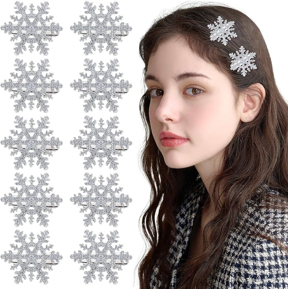 10Pcs Snowflake Hair Clip for Women Girls Cute Hair Pins Nonslip Sparkly Hair Barrette Snap Small... | Amazon (US)