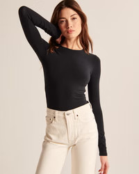 Long-Sleeve Tuckable Cotton Seamless Crew Top | Abercrombie & Fitch (US)