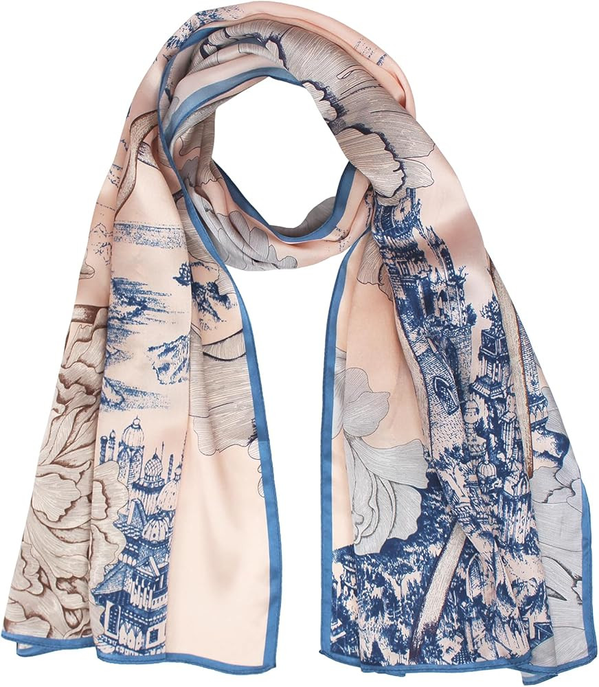 ANDANTINO 100% Mulberry Silk Long Scarf for Women Large Shawls for Headscarf and Neck- Oblong Hai... | Amazon (US)