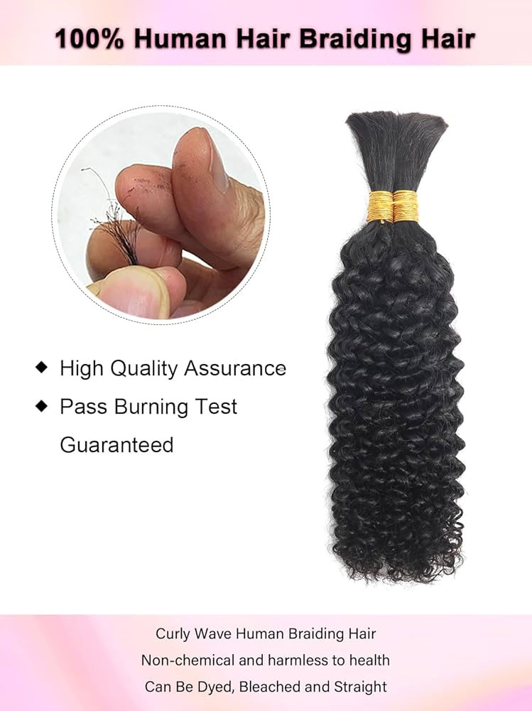 100 Percent Human Braiding Hair For Boho Braids Curly Human Hair Braiding Hair Full Bulk Human Ha... | Amazon (US)