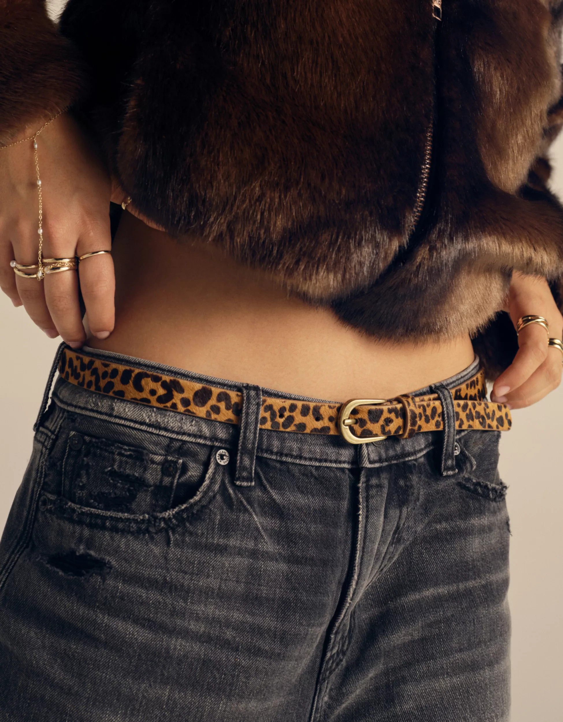AE Leopard Calf Hair Belt | American Eagle Outfitters (US & CA)