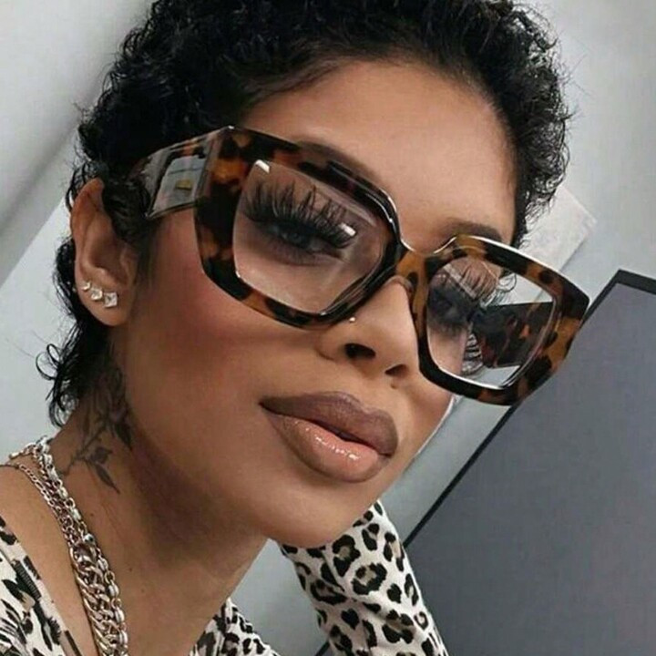 Anti-Blue Light Women's Vintage Square Irregular Cat Eye Eyeglasses With Printed Plain Lenses | SHEIN