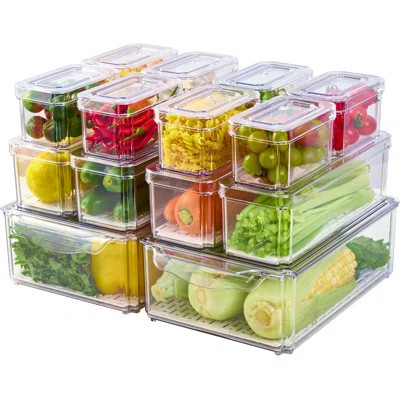 14 Pack Fridge Organizers, Refrigerator Organizer Bins With Lids, BPA Free Stackable Fruit Storage Containers For Fridge, Vegetables, Food And Drinks | Wayfair North America